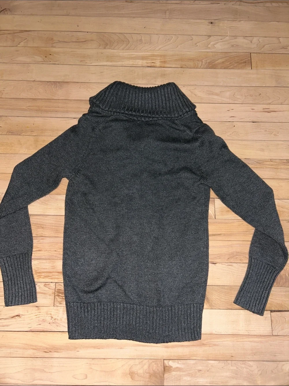 GAP Women's Charcoal Cowlneck-Collar Zip Sweater